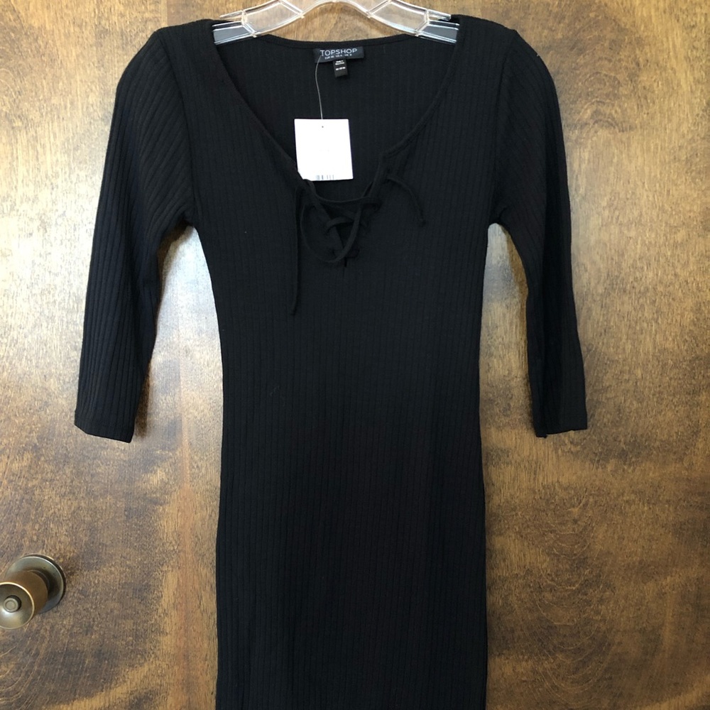 NEW Topshop Black Midi Dress